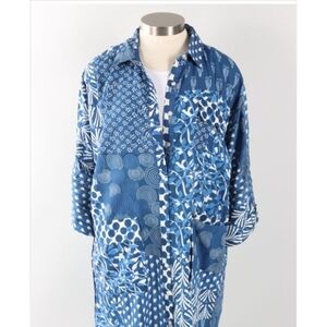 MANAHE - Women's Tim Shirt Dress Blue Combo Mixed Print (Size M)